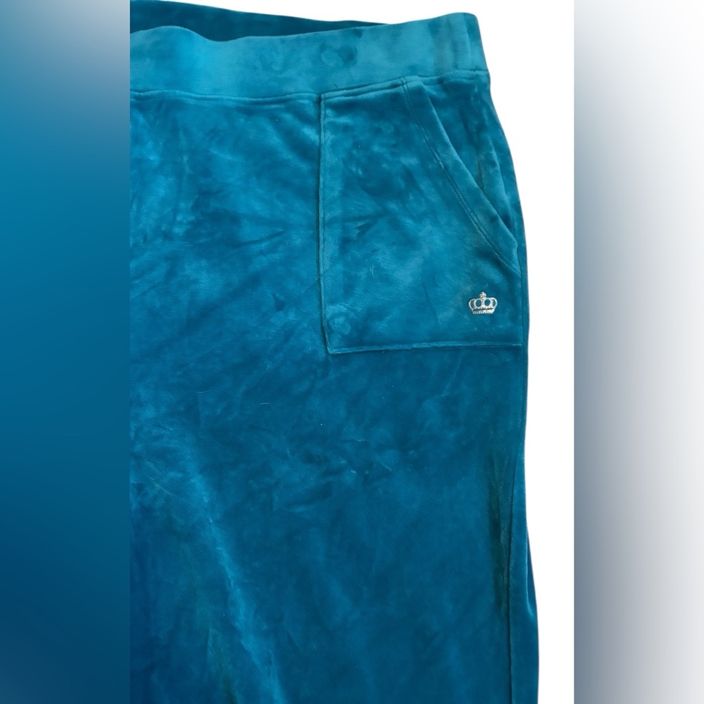 Juicy Couture Y2K Velour Track Pants Blue Turquoise XXL Lounge Cozy - Picture 4 of 7